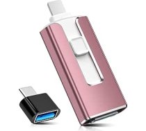 4-in-1 USB atmiņas karte 128 GB ar USB-C, Lightning, Micro USB un USB 3.0, MFi sertificēts zibatmiņas disks, saderīgs ar iPhone, iPad, Android un datoru, ārējā atmiņas krātuve fotogrāfijām, video un mūzikai