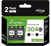 304 XL melnā krāsā, kas saderīga ar HP 304 printeru kasetnēm 304XL 304 XL Multipack priekš HP Envy 5030 Printeru kasetnes priekš HP Envy 5010 5020 5032 DeskJet 3760 3750 3720 3720 3730 2630 2620 (304XL Black, 2 iepakojumi)