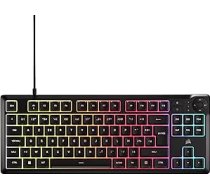 Corsair K55 Core TKL RGB spēļu tastatūra - bez taustiņiem, 8 RGB zonas, klusa, noturīga pret šļakatām, multimediju taustiņi, 1000 Hz, FR izkārtojums, melna
