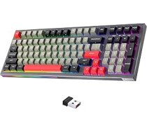 KEMOVE K98 spēļu bezvadu tastatūra, Bluetooth/2.4G Wireless/USB-C ar 4000 mAh akumulatoru, RGB apgaismojums, mehāniskā, karsti nomaināmā, brūnā krāsā, QWERTY ASV izkārtojums