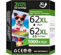 62XL 62XL melnās un krāsainās drukas kasetnes HP OfficeJet 250 200 5740 5742 Envy 5640 5540 5540 5548 7640 5646 (1 melna, 1 krāsaina) 62XL ir saderīgas ar HP 62 printeru kasetnēm 62 XL 62XL (1 melna, 1 krāsaina)