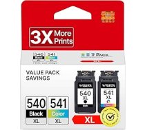 PG-540 XL CL-541 XL kasetnes Canon printeru kasetnes 540 541 savietojama daudzpaku tintes kasetne Pixma TS5150 MG3650 MG3650 MG3600 MG4250 MX475 MX375 MX535 MG3150 kasetnēm (1 melna, 1 krāsaina)