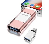 USB zibatmiņas karte iPhone 128 GB, nav nepieciešama lietotne, 4-in-1 atmiņas karte iPhone/iPad/Android/PC, zibatmiņas disks ar Plug and Play dublējumkopiju fotogrāfijām un video, ātra pārsūtīšana (128 GB)