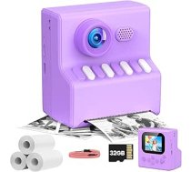 Bērnu fotoaparāts ar fotogrāfiju izdrukām: HODDRCCN 32G bērnu tūlītējā fotokamera violeta - 2,0 collu displejs - 3 4 5 5 6 6 8 7 9 10 11 12 13 14 gadu zēniem un meitenēm - dzimšanas dienas dāvana Ziemassvētku rotaļlieta