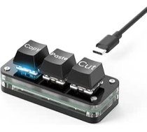 Mini tastatūra ar 3 pogām - Copy Paste Cut - Mehāniskā RGB spēļu tastatūra, programmējama, makro, pielāgota, kompakta, C tipa, Windows un Mac (melna, Copy/Paste/Cut)
