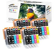 Starlet24 saderīgas kasetnes printeriem Canon PGI-570 CLI-571 XL, tintes kasetne priekš Pixma MG5700 MG5750 MG5751 MG6800 MG6850 MG6850 MG7750 TS5000 TS5050 (4 PGBK, 4 melni, 4 zili, 4 sārti, 4 purpursarkani, 4 dzelteni)