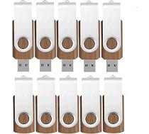 Koka USB zibatmiņas zibatmiņas disks 16GB, 10 gab TATMOHIK 16GB USB zibatmiņas disks, 10 gab Koka USB atmiņas zibatmiņas disks USB 2.0, metāla šarnīrveida klips Flash Drive, ātrgaitas USB zibatmiņas disks
