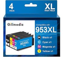 GILIMEDIA 953 XL 953XL drukas kasetnes HP 953XL Multipack saderīgas ar HP Officejet Pro 7720 kasetnēm 7740 7730 8710 8715 8720 8720 8730 8210 8218 8725 8715 8740 (iepakojums 4)