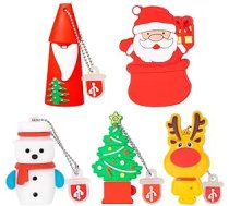 5 iepakojuma USB zibatmiņas diskdziņi Ziemassvētku stilā 16 GB Jaungada dāvanas ģimenei un draugiem, BorlterClamp Memory Stick USB 2.0 Flash Drive of Santa Claus Christmas Tree Snowman Style