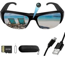 Rīcības kamera, 32 GB sporta brilles ar kameru, mini rīcības kamera, 1080P HD, maza video kamera, saulesbrilles, kameras video ierakstīšanas brilles, atbalsta fotoattēlu āra aktivitātēm, UV filtrs
