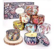 Aromatizēto sveču dāvanu komplekts, 8 gabali Ziemassvētku sveces, smaržīgo sveču komplekts ar koka pamatni, 135 stundu degšanas laiks, dāvana Dāvanu sveces, dabīgais sojas vasks, dāvanas Ziemassvētkiem, mazas dāvanas sievietēm