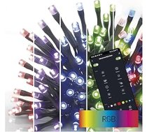 EMOS GoSmart krāsainas LED virtenes 12 m lietošanai iekštelpās/ārpus telpām, 120 LED RGB/64 gaismas režīmi, 5 m vads + adapteris ar taimeri, WiFi savienojums, saderīgs ar Tuya GoSmart lietotni, balss palīgs