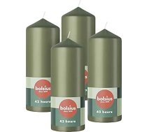 Bolsius gludās sveces - zaļas - 4 gabali - 15 x 6 cm - dekoratīvās mājas sveces - degšanas laiks 42 stundas - bez aromāta - satur dabīgo augu vasku - bez palmu eļļas