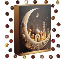 Hallingers Genuss Manufaktur Ramadāna šokolādes kalendārs - 30 ar rokām gatavoti augstākās kvalitātes šokolādes konfektes bez alkohola - prieka kalendārs no manufaktūras - eleganta dāvanu ideja 30 dienām