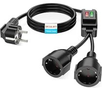 HITRENDS Āra aizsargkontaktu pagarinātājs ar slēdzi IP44 kontaktligzdām mājoklim, birojam un ārtelpai 3 x 1,5 mm², max 250V/16A, 5 metri, melns, melns