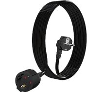 Pagarinātājs 5 m kabelis Plastmasas strāvas kabelis ar aizsargkontaktu kontaktdakšu un savienotāju H05VV-F 3G 1,5 mm² Schuko pagarinātājs iekštelpās IP20, 16A/250V, 3500W, melns, melns