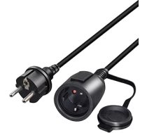 RIIEYOCA Shucko pagarinātāja kabelis, Schuko Europa kontaktdakšas pagarinātāja kabelis, 16A 250V, 2 kontaktu zemējuma kontaktdakšas strāvas kabelis ar aizsargvāciņu PDU UPS, melns, 2 m, 2 m