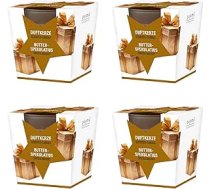 Pajoma® aromātisko sveču komplekts, 4 sveces, sviesta spekulas, satīna stiklā, 4 x 120 g vaska svars, degšanas laiks: 25 stundas, elegantā dāvanu kastītē, augstākās kvalitātes iepakojumā.