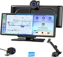 Avylet 9 collu Apple Carplay bezvadu autoradio, 4K Dash Cam, 1080P atpakaļgaitas kamera, balss vadība, skārienjūtīgais ekrāns, Android auto, GPS navigācija, Bluetooth radio, Mirror Link/AUX/FM/ar 64GB SD karti