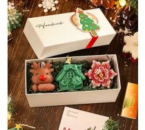 Dekoratives Weihnachtskerzenset, Weihnachtsbaum- und Rentier-Design, festliche Kollektion als Geschenk, perfekt für Mütter, Großmütter und Kerzenliebhaber (B)