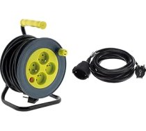 Zenitech - Kabeļu spole ar 4 ligzdām - 15 m (3G1 mm²), melns un REV pagarināšanas kabelis 5 m, pagarinājums 3680 W, barošanas kabelis H05VV-F, melns