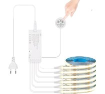 12 V COB LED LED sloksne 6 in 1 komplektā, 6 x 1 m silti balta, aptumšojama, ar skārienjūtīgu skārienjūtīgu un ar roku pārnēsājamu dimmera slēdzi skapjiem, vitrīnām, virtuvēm, plauktiem, akustiskajiem paneļiem, vīna skapjiem un plauktiem