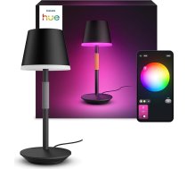 Philips Hue White & Color Ambiance Go pārnēsājama galda lampa (530 lm), dimmējama LED gaisma Hue apgaismojuma sistēmai ar 16 miljoniem krāsu, viedā gaismas vadība ar balsi vai lietotni, melna