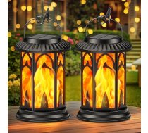 GEARLITE Solar Lights Outdoor 2 Pack Solar Lantern Outdoor ar reālistisku mirgojošu liesmu 15+ Hours Waterproof Garden Ornaments 2 uzlādes režīmi Perfect Decoration