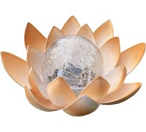Solarbetriebene Lotus Gartenleuchte mit Glas Blumenkugel Wetterfeste LED Außenbeleuchtung für Terrasse Hof und Rasen
