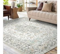 WONGS BEDDING Dzīvojamās istabas paklājs 200 x 300 cm, smilškrāsas krāsas, īsa pūkas, vintage pūkains, mazgājams veļas mazgājamā mašīnā, piemērots virtuvei