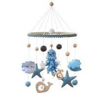 Astoņkājis Baby Mobile Bērnu gulta Bērnu gulta Koka Wind Chime, astoņkājis kulons tamborēšanai, jūras dzīvnieki Gulta Bell, Baby Mobile Crib gultas gultai, maināms galds, Mobile Ornament, bērnu istabas dekori