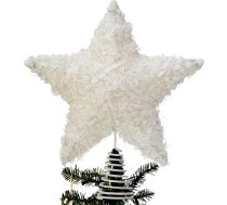 Kokvilnas Ziemassvētku eglīte Topper 25x30cm plīša zvaigzne viļņota kokvilnas Ziemassvētku rotājumi Ziemassvētku eglīte Star Topper Ziemassvētku eglītes mājas svētku ballītes dekorēšanai (balta)