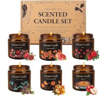 6 aromātiskās sveces, 6 aromātiskās sveces, dāvanas vīriešiem un sievietēm, 6 x 100 g sveces, izgatavotas no dabīga sojas vaska, dzintara sveču komplekts dzimšanas dienai, Ziemassvētkiem, Valentīna dienai, smaržīgas, izgatavotas no dabīga