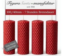 4 bišu vaska sveču komplekts sarkans 10 x 3,8 cm - 100% bišu vaska sveces Bišu vaska sveces Bišu vaska sveces Ekoloģiska roku darbs - Adventes vainags Ziemassvētku sveces Medus sveces bez parafīna - 7,5 stundas