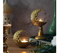 2 sveču turētāji mēness formā Zelta tējas gaismas turētājs Sveču turētājs izgatavots no metāla Ramadāna rotājumi Eid Mubarak galda apdare Dzīvojamās istabas apdare Dzimšanas dienas kāzu apdare Ziemassvētki