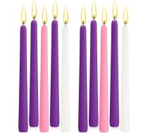 BBTO 10 galda sveces Ziemassvētku adventei 25 cm tradicionālo adventes sveču komplekts 6 violetas, 2 rozā, 2 baltas sveces Adventes vainaga dekorēšanai Ziemassvētku dekorēšanai