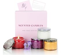 NORVENCE Sveces dāvanas sievietēm, smaržīgo sveču dāvanu komplekts ar 4 svecēm, smaržīgās sveces māmiņai, dzimšanas dienas un Ziemassvētku sveces dāvanas sievietēm (vaniļa, lavanda, kanēlis, jasmīns, 400 g)