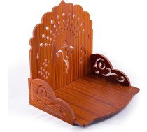 Koka templis Pie sienas piestiprināms piekaramais galda virsma Pooja Mandir Dieva statīva plaukts mājas birojam un dāvināšanai (Brown Ganesh Design)