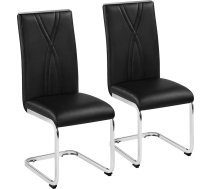 Yaheetech Dining Room Chairs, Set of 2, Kitchen Chairs, Swing Chairs with Metal Frame, Ergonomic Visitor Chair, Cantilever Chairs for Dining Room/Kitchen/Restaurant, Black