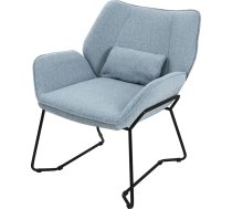 ML-Design Lounge Chair, Blue, Relaxing Chair with Linen Cover and Black Metal Legs, Living Room Chair with Armrest and Backrest, Upholstered Chair with Cushion, Wingback Chair, Ergonomic, Single Sofa, Modern