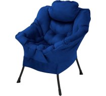ML-Design Dark Blue Relaxing Chair, Living Room Chair with Armrests and Side Pocket, TV Chair Pillow, Lounge Chair with Steel Frame, Black Legs, Ergonomic Reading Chair, Padded Reading Chair