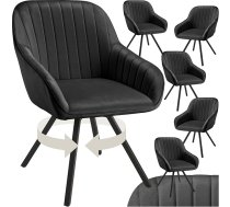 tectake® Rotating Dining Room Chairs with Armrest, Ergonomic Shell Chair with Velvet Cover, Quilted, Swivel Chairs for Living Room, Dining Table, Study, Dressing Table, Kitchen Chairs - Set of 6,