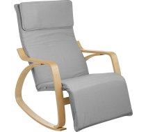 Baroni Home Rocking Chair with Armrests Wooden Ergonomic Fabric with Headrest and 5 Height Adjustable Footrest. 150 kg Load Capacity, Living Room or Bedroom, Grey, 82 x 67 x 98 cm