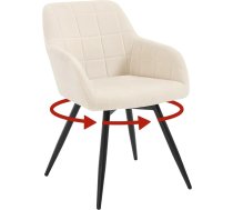 WOLTU Swivel Dining Chair, Velvet Padded Ergonomic Kitchen Chair with Metal Legs, Dining Chair with Back and Armrests for Kitchen, Living Room, Balcony, Beige, EZS85be-1