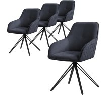 ML-Design Rotating Dining Room Chairs, Set of 4, Textile Woven Fabric, Anthracite, Living Room Chair, Armrest/Backrest, 360° Swivel Chair, Upholstered Chair with Metal Legs, Ergonomic Chair, Kitchen