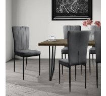 ML-Design Dining Room Chairs Set of 4 with Velvet Cover, Grey, Kitchen Chairs with Backrest, Upholstered Chair with Metal Legs, Ergonomic Dining Table Chair, Modern Dining Room Chair, Living Room Chair, Kitchen Chair