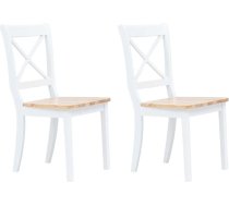 vidaXL Dining Room Chairs, Set of 2 Dining Room Chairs with Backrest, Dining Chair, Kitchen Chair, Ergonomic, Wooden Chair for Dining Room, Kitchen, White Light Wood, Rubber Wood, Solid Wood