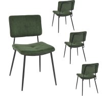 MEUBLE COSY Dining Room Chairs, Set of 4, Kitchen Chairs, Ergonomic Living Room Chairs, Upholstered Chairs with Backrest, Fabric Seat, Metal Legs, Retro, Green, 54 x 45 x 82 cm