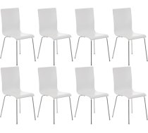 CLP Set of 8 PePe Waiting Room Chair, Sturdy Chrome Frame Visitor's Chair with Ergonomic Wooden Seat, Easy