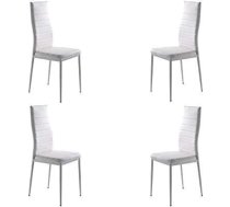 MOMMA HOME - Dining Chairs Set of 4 - Clara Model - Colour White - Dimensions 41 x 47 x 98 cm - Faux Leather Upholstery - Ergonomic and Padded Backrest - White Painted Metal Structure